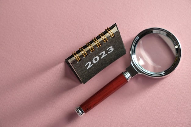 A calendar marked with important tax deadlines for French businesses in 2025, highlighted with a magnifying glass.
