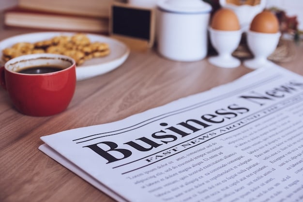 A close-up of a financial newspaper with headlines about unemployment rates and government economic policies.