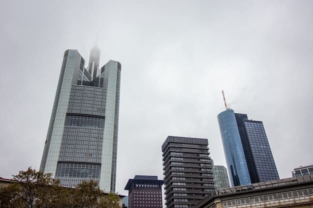 A wide shot of the headquarters of the European Central Bank in Frankfurt, Germany.
