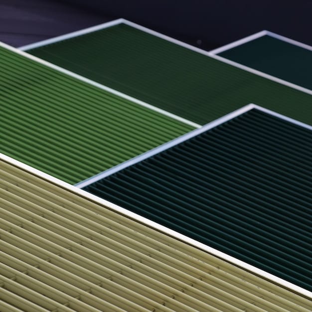 A close-up shot of solar panels installed on a rooftop, reflecting the sunlight. The panels are neatly arranged, and the image conveys cleanliness and efficiency.