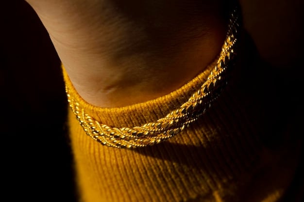 A close-up of a woman's waist adorned with a layered gold chain belt, worn over a sleek black dress. The belt features intricate details and delicate pendants, showcasing the trend of waist accessories for 2025 and enhancing the overall silhouette.