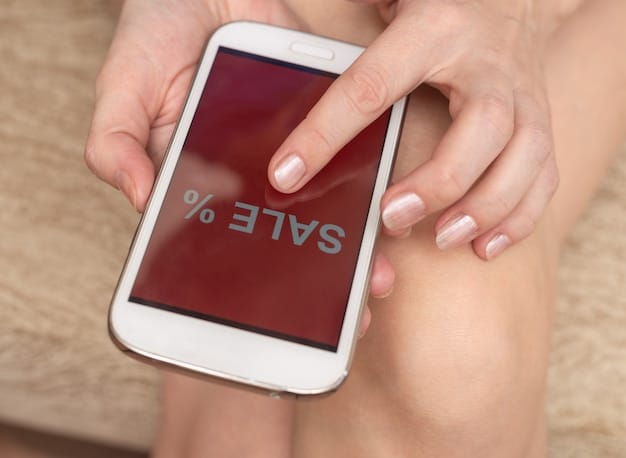 A close-up shot of a smartphone screen displaying the Vinted app. The screen shows a selection of pre-owned clothing items for sale, with filters for size, brand, and price. The interface is clean and user-friendly. A hand is gently scrolling through the options, highlighting the ease and accessibility of online secondhand shopping.