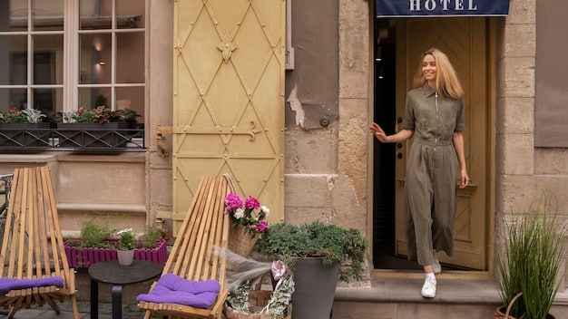 A candid shot of a French actress exiting a vintage boutique in Le Marais, Paris. She is wearing a stylish trench coat, a silk scarf, and carrying a designer handbag. The photo captures the essence of effortless French style.