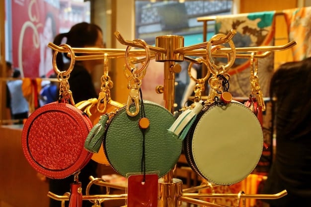 A photograph showcasing a variety of handbags with different textures and colors, displayed on a shelf in a boutique.