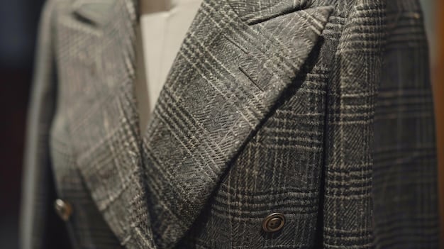 A close-up shot of various oversized blazers in different fabrics (linen, cotton, wool) and colors (beige, navy, grey) with a focus on the shoulder structure and length.