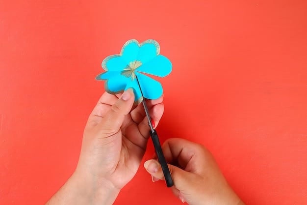 Hands adding a decorative patch in the shape of a flower onto a pair of Shein jeans, using colorful thread to highlight the design. The setting is a cheerful craft room with jars of buttons, spools of thread, and various fabric scraps.