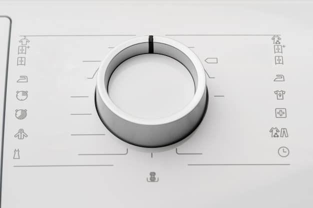 A detailed shot of a washing machine's control panel, highlighting the delicate cycle selection and the symbols for water temperature and spin speed. The focus is on the settings that are gentle on clothes.