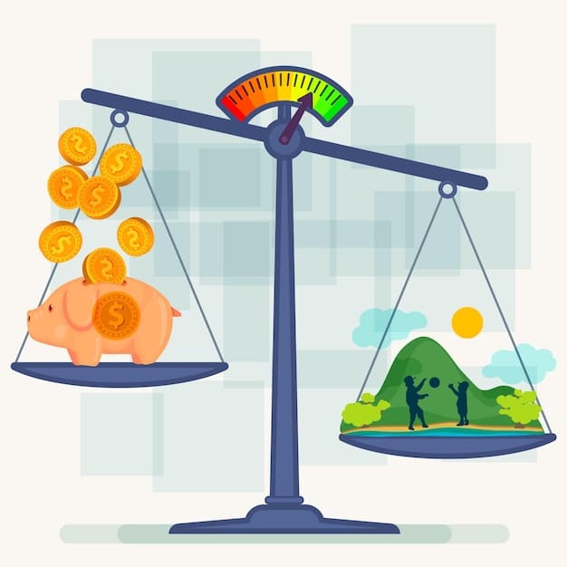A chart illustrating the balance between inflation control and economic growth, represented by two scales.