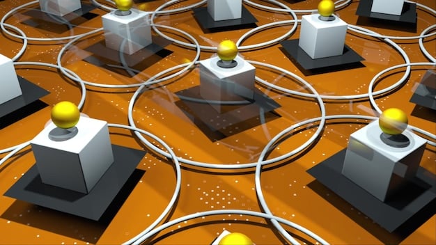 A digital illustration depicting a chain of interconnected computers being targeted by a central malicious node, representing a large-scale cyberattack. Focus on the central attacking node with radiating lines to the connected computers.