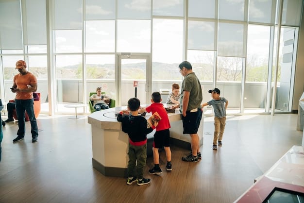 A photo of a newcomer family arriving at a Canadian airport, receiving warm greetings from Canadian officials and community members. Focus on welcoming, integration, and new beginnings.