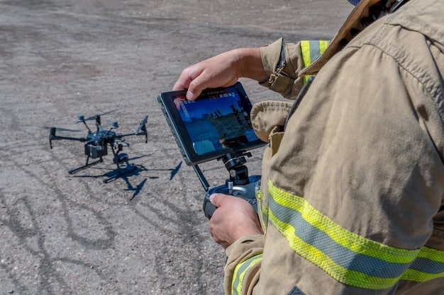 A drone equipped with methane detection sensors flying over a gas pipeline, illustrating the use of advanced technology for monitoring and identifying methane leaks.