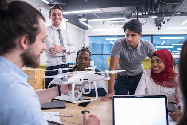 A group of diverse engineering students collaborating on a project in a modern lab setting, with advanced equipment and tools visible in the background. The image should convey teamwork, innovation, and practical application of knowledge.