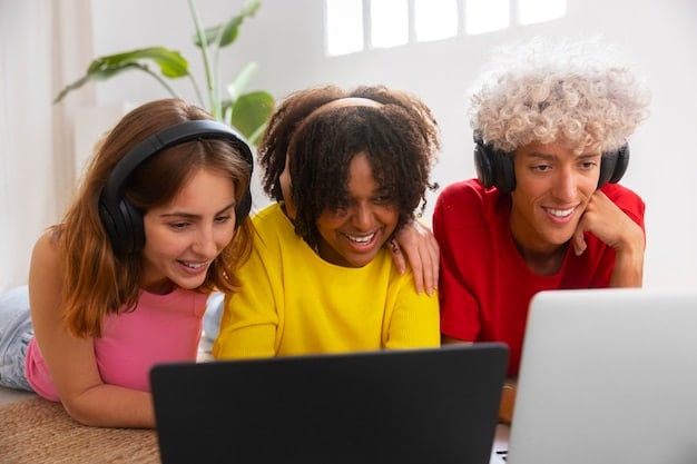 A diverse group of people participating in an online course on their laptops and tablets, with digital badges and certificates appearing on their screens, signifying recognized skills and achievements.