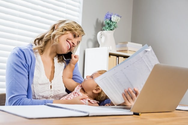 A person filling out an application form for family support at a desk with a laptop and various documents around.