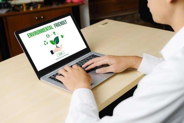 A person using a laptop to check their Cheque Energie eligibility online, the screen displaying the official government website. Focus on the user's hands and the clarity of the website interface.