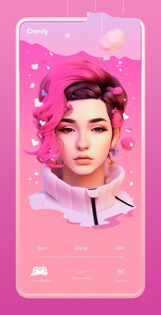 A user interface of an AI-powered virtual stylist app, showing a 3D avatar of the user trying on different outfits in a virtual environment. The interface includes options for customizing the avatar's appearance, adjusting the fit of the clothes, and getting style recommendations.