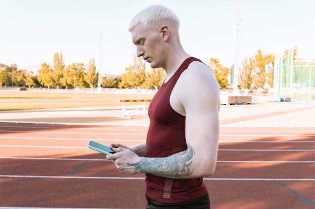 A runner wearing smart fabric shorts that track muscle activity and biomechanics during a race. The apparel seamlessly integrates sensors that measure stride length, ground contact time, and muscle fatigue. The runner's form is improved as they receive real-time feedback on their posture and running efficiency, helping them maintain optimal performance and minimize the risk of injury during the marathon.
