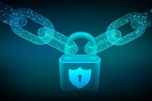 A stylized image representing data flowing securely, with locks and shields symbolizing data privacy and security. The image is set against a backdrop of interconnected fashion icons, illustrating the intersection of data, fashion, and AI.
