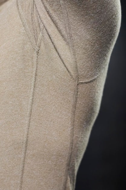 A close-up shot of various Shein activewear pieces laid out on a gym mat. Focus on the texture and stitching of the fabrics, highlighting areas that show quality or potential weaknesses.
