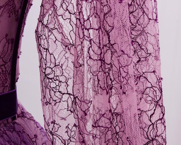A display of different lingerie fabrics, including cotton, lace, satin, and mesh. Highlighting the texture and characteristics of each fabric.