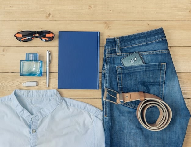 A collage showcasing essential plus-size wardrobe items: a well-fitting pair of dark wash jeans, a classic white button-down shirt, a comfortable black blazer, and a versatile knit sweater. Each item is shown on a mannequin against a neutral background.