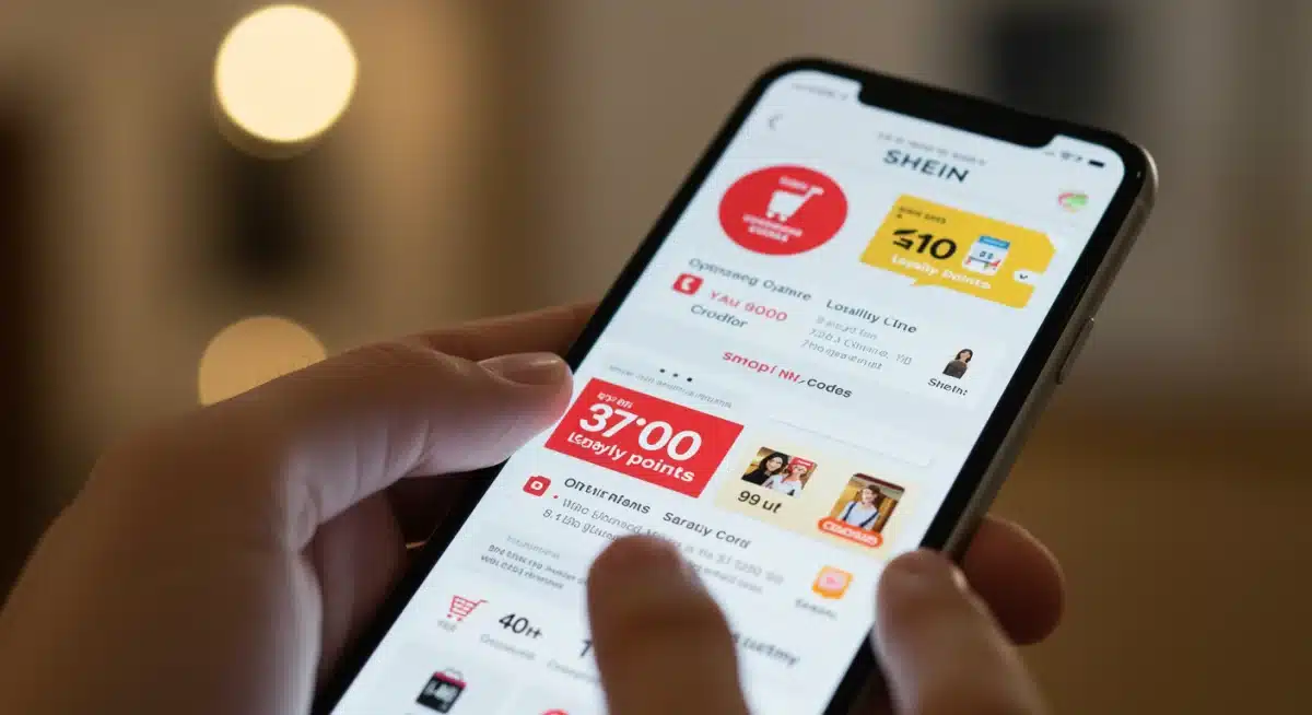 Shein app displaying discount codes and loyalty points for maximized savings