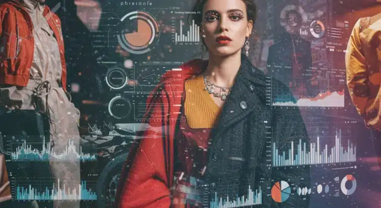 Stylized fashion trends with predictive analytics data visualization
