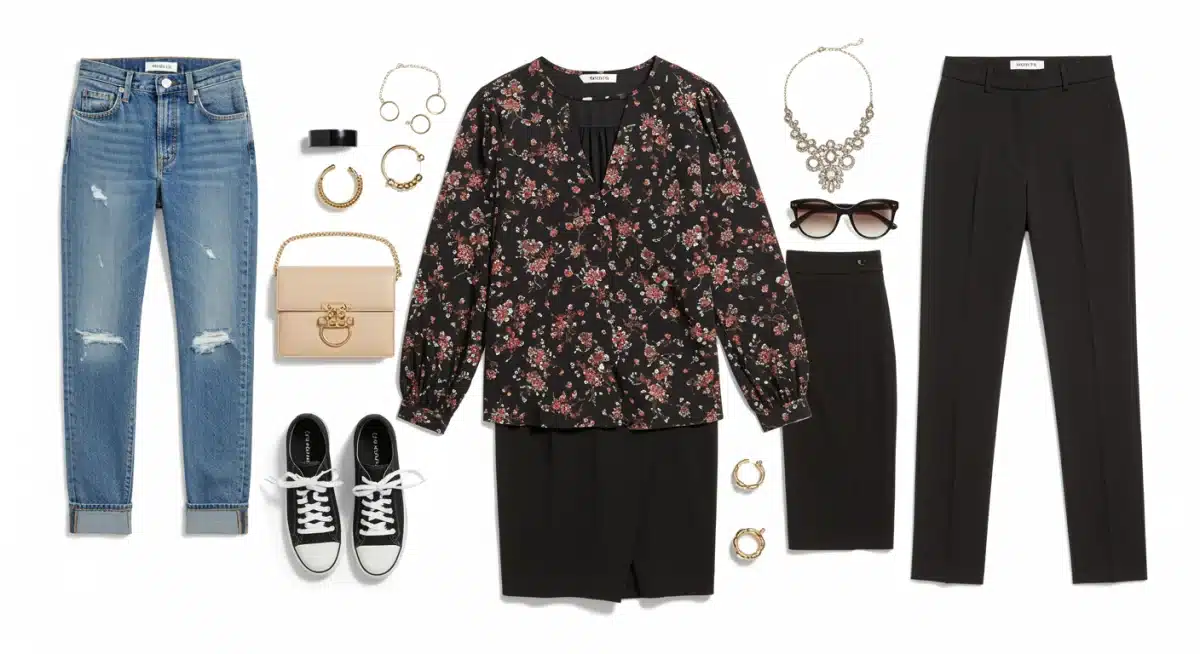 Shein blouse styled for casual, professional, and evening outfits with diverse accessories.