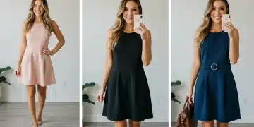 Woman styling a single Shein dress for casual, office, and evening looks, demonstrating versatility.