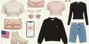Stylish Shein clothing and accessories flat lay for US buyers