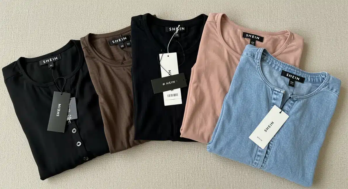 Flat lay of four top-rated Shein clothing items