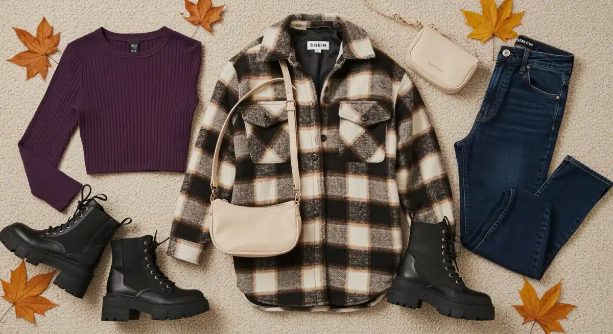 Curated SHEIN fall fashion pieces, flat lay