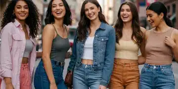 Stylish women in the US showcasing their 2025 Shein fashion haul, urban background.