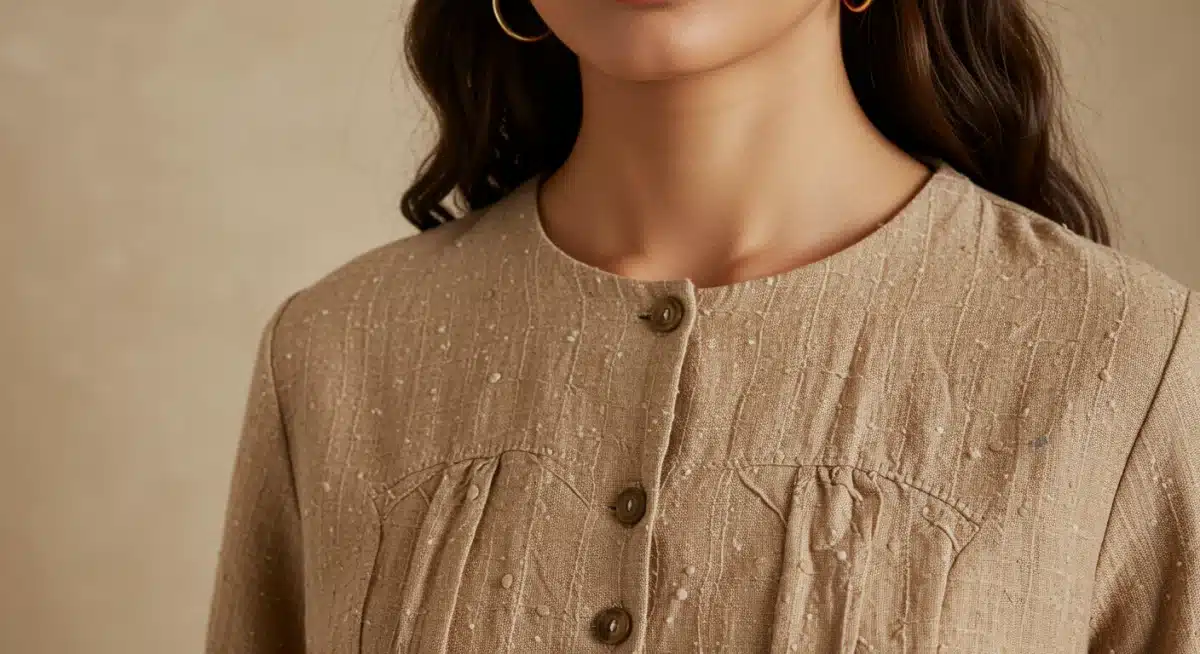 Close-up of SHEIN eco-friendly fabric garment, highlighting sustainable design and natural texture for Summer 2026.