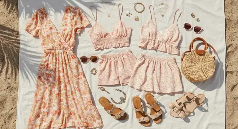 Vibrant SHEIN Summer 2026 Haul flat lay with high-quality fashion dupes
