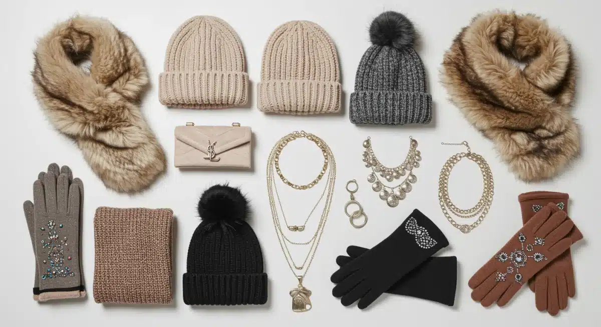 Flat lay of diverse SHEIN Winter 2026 accessories