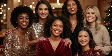 Stylish women in diverse festive SHEIN outfits for Holiday 2026 budget fashion.