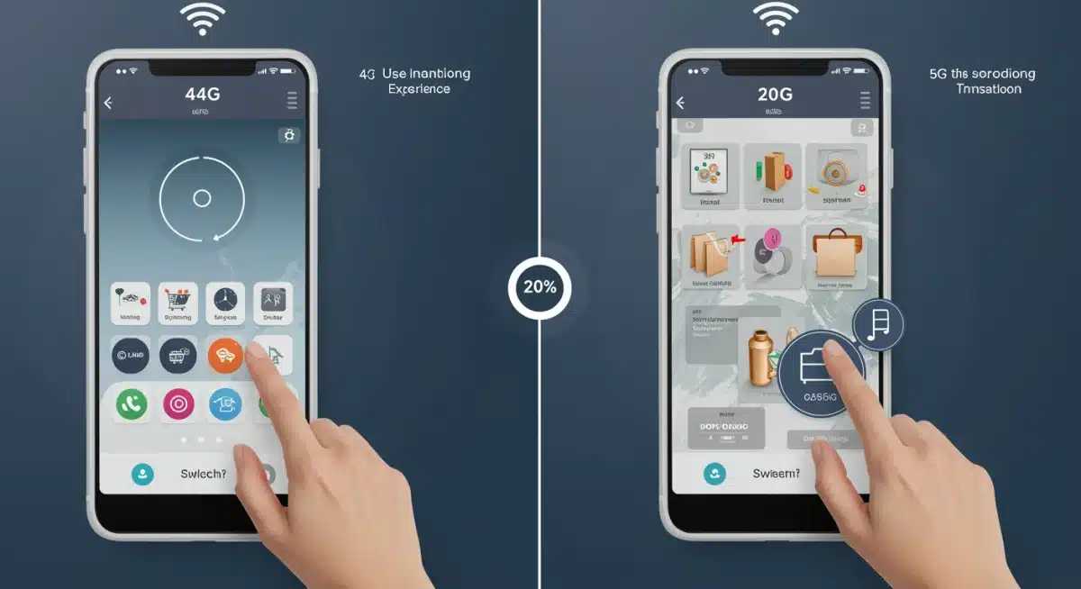 Comparison of slow 4G vs. smooth 5G mobile shopping user experience.
