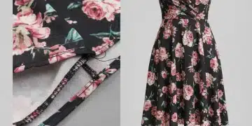 Close-up fabric comparison of Shein dress and product image