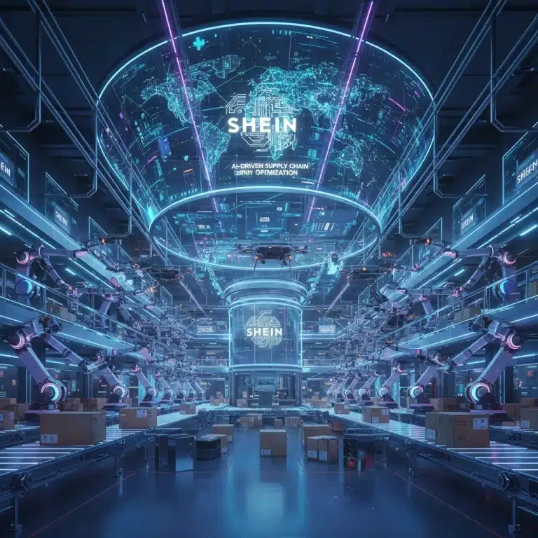 AI-powered logistics hub optimizing SHEIN's global supply chain for cost reduction.