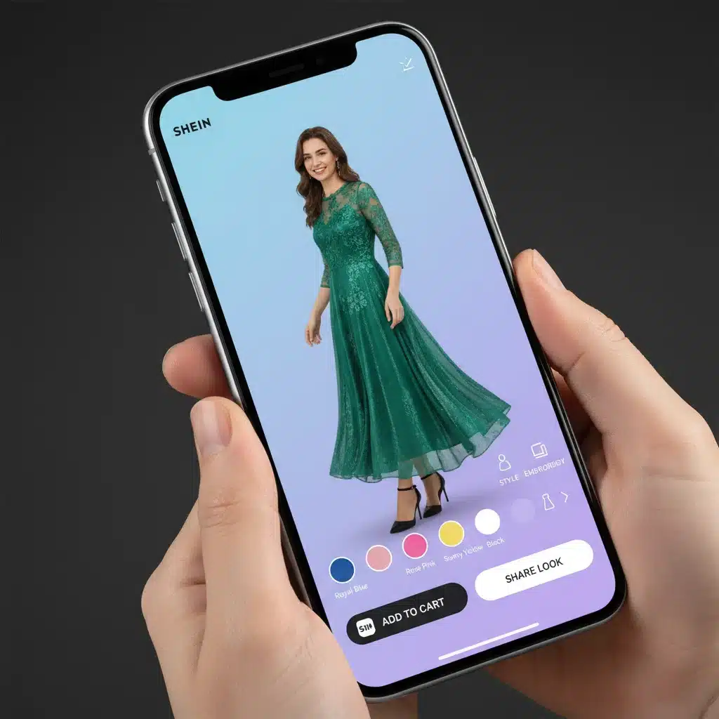 SHEIN's AI-powered virtual try-on interface on a smartphone