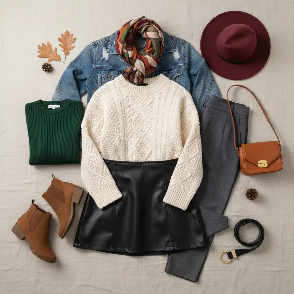 Shein fall capsule wardrobe flat lay