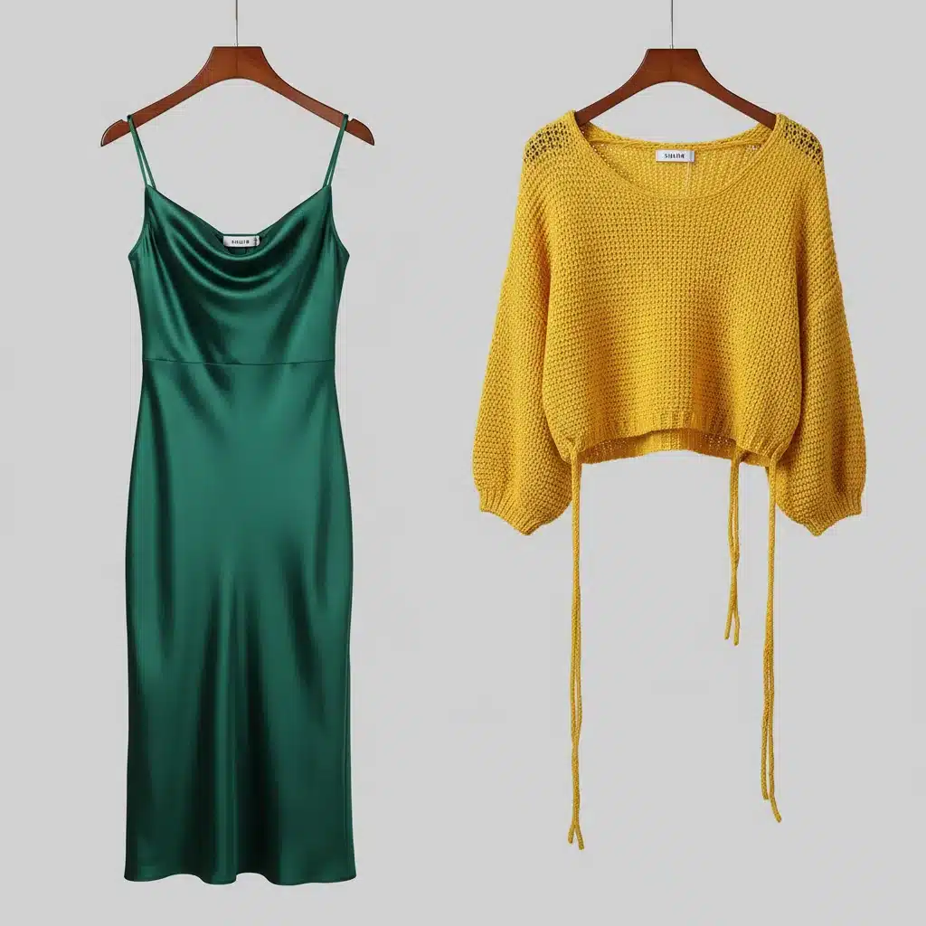 Side-by-side comparison of a Shein 'hit' dress and a 'miss' top, highlighting quality and fit differences.