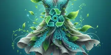 SHEIN's sustainable textile initiatives: digital illustration of eco-friendly technology