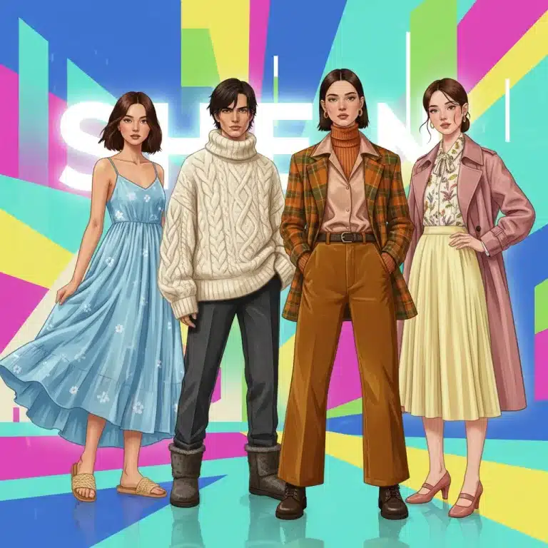 Diverse models in SHEIN 2026 seasonal fabric outfits, representing global fashion trends and comfort in various climates.