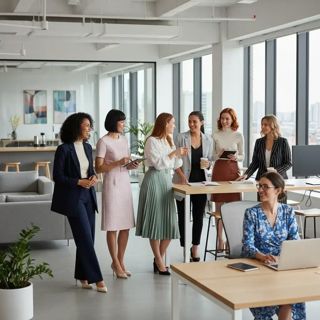 Diverse professional women in an office, wearing stylish Shein work outfits.
