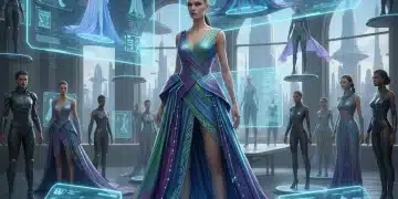 3D virtual fashion design software interface showcasing a digitally rendered garment on a virtual avatar, representing innovation in apparel design.