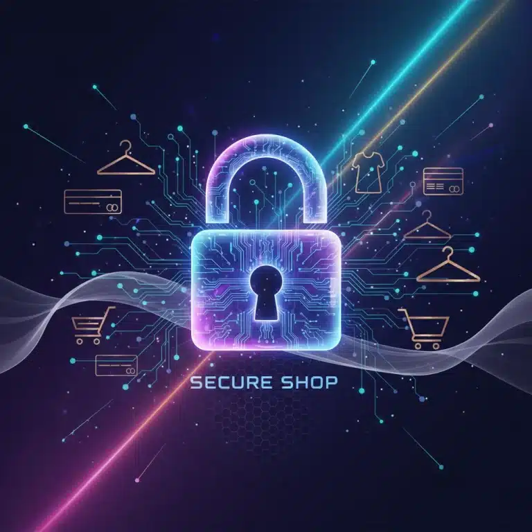 Digital padlock securing Shein's e-commerce customer data in the US, symbolizing advanced cybersecurity measures.