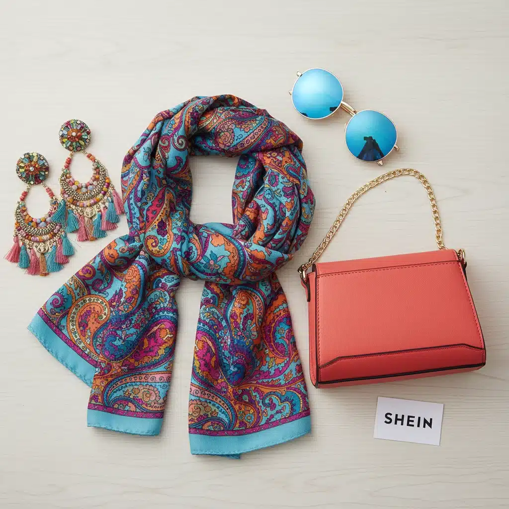 Curated Shein accessories flat lay for a complete outfit.