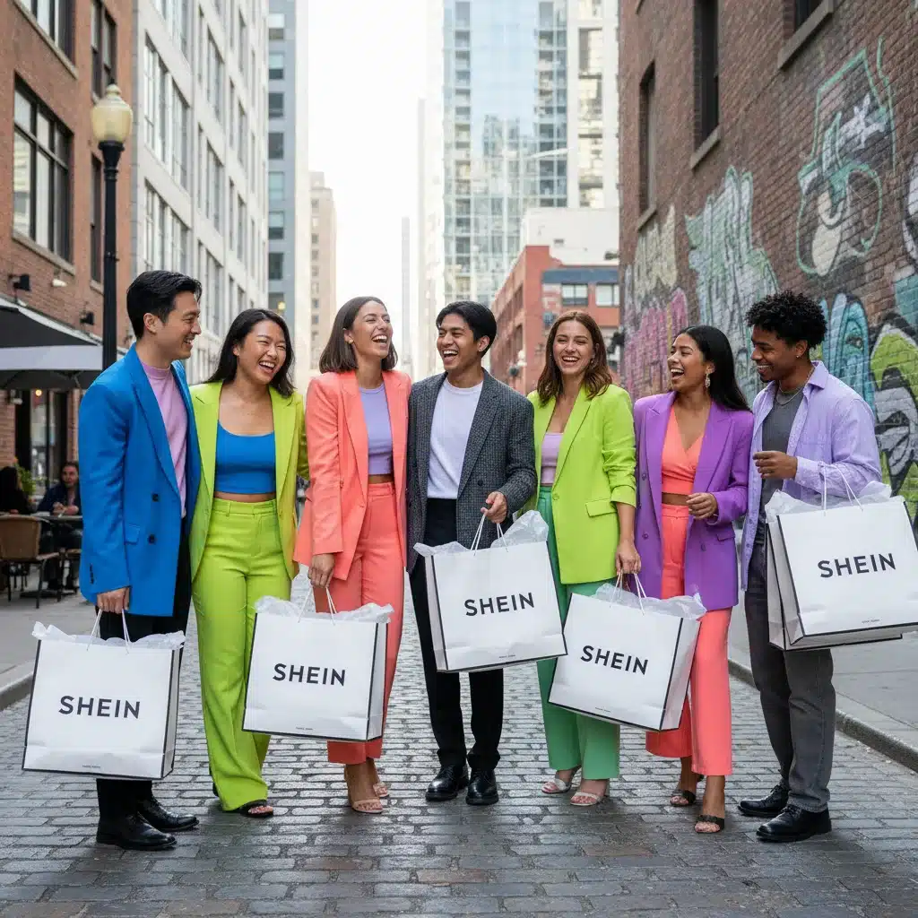 Friends showcasing new SHEIN off-season outfits from sales
